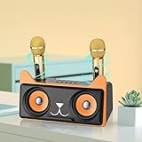Karaoke Maschine mit 2 Drahtlosen Mikrofonen S SMAUTOP Bluetooth-Lautsprecher Karaoke Anlage für Kinder, Tragbares PA-Anlage Mobil Karaoke-Singmaschine mit Halter(Unterstützt AUX / USB / TF-Karte)
