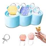 Eisformen Silikon, 6 Eisform Popsicle Formen Tierform Eis am Stiel formen BPA frei, Klein Eisförmchen Popsicle Formen, Eis Selber Machen Formen, Mini Eisform für Kinder, Baby (Blau)