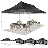 YUEBO Faltpavillon 3x6 Wasserdicht Stabil mit 6 Seitenteilen Pop Up Pavillon Sonnenschutz Gartenpavillon Faltbar Gartenzelt Partyzelt Festzelt für Garten,Party,F