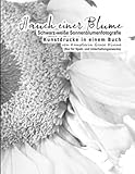 Hauch einer Blume Schwarz-weiße Sonnenblumenfotografie Kunstdrucke in einem Buch von Künstlerin Grace D
