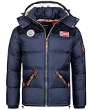 Geographical Norway Herren Winterjacke Jacke Steppjacke Wanderjacke Herren Jacken Warm Parka Softshell Jacke Outdoorjacken Kurz-Mantel Kapuze H-253 Navy L