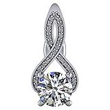 14 Karat Weißgold Fn 1,5 Karat Moissanit CZ Rundschliff gedreht Anhänger mit Kette 925 Sterling Silb