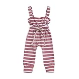 HuiSiFang Baby Mädchen FlugärmelOverall mit Hosenträgern Verstellbare Hose mit Kordelzug Mode Outfits Frühling Kinderkleidung Set M