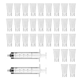 32 x 30 ml nachfüllbare Röhren, Reise-Make-up-Behälter, Kosmetik-Probenflaschen mit 2 Spenderwerkzeug für Shampoo, Gesichtsreiniger, Körperlotion, Dusche, G