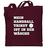 Shirtracer Handball Geschenk für Handballer - Mein Handball Trikot ist in der Wäsche weiß - Unisize - Bordeauxrot - Spruch - WM101 - Stoffbeutel aus Baumwolle Jutebeutel lange Henk