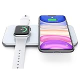 Kabelloses Ladegerät, 2-in-1 Dual Wireless Charging Pad für iPhone 13/13 Pro/12/12 Pro/11/11 Pro/Xs Max/XR/Xs/X/8, Galaxy S21/S20/Note 20/Note 10/S10/S9/S8/Note 8, iWatch 7/6/SE/5/4/3, Airpods 2/