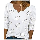 Damen Langarmshirts Welle V-Ausschnitt Passt Komfortable Elegant Streetwear Laufshirt Schmetterlingsdruck Gemütliche Tunika Bluse Tops Lässig T-Shirt Tops Lose Bluse Long