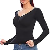Joyshaper Slimming Unterhemden für Frauen Kompression Unterhemden Langarm Shaping Unterhemd Bauchkontrolle, schwarz,