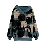 Kapuzenpullover Damen Halloween Kapuzenpulli Sweatshirt Zweifarbige Nähte Kürbis Druck Hoodies Langarm Locker Pullover Langarmshirt Kapuzenjacke Oberteile mit Kordelzug und Tasche Halloween Kostü