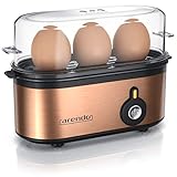 Arendo - Edelstahl Eierkocher Threecook - Egg Cooker - EIN AUS-Schalter - Wählbarer Härtegrad - 210 W - 1-3 Eier - Antirutschgummifüße für sicheren Halt - BPA-frei - GS-Z