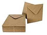 Kraftpapier Umschläge, 50 Stück, Hohe Qualität: 140 g/m², Recycling Umschläge, 16x16
