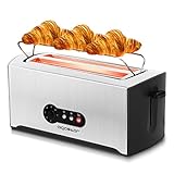 Aigostar Toaster,1600 W,2 Langschlitzkammern（7 einstellbare Bräunungsstufe + Auftau- & Aufwärmfunktion）edelstahl/schw