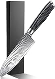 Kochmesser, Damast Küchenmesser Fleischmesser Profi Chefmesser 16CM Allzweckmesser aus 67 Schichten Überlegene Damaststahlklingen, Ergonomischer mit Fingerschutz und Messerschärfer in Geschenkbox