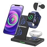 LAUDTEC Kabelloser Ladeständer, 3-in-1-Ladestation für Apple Watch 6/5/4/3/2 (tragbares USB C iWatch Ladegerät), Schnellladegerät Dock mehrere Qi-Geräte für iPhone 12/11 Serie/XR/XS/Samsung,