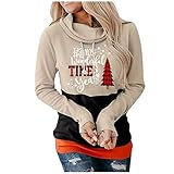 Weihnachten Oversize Tshirt Damen sexy Oberteil Elegante weiße Bluse Schulterpolster Damen Pastel Goth Clothes t-Shirt Damen Basic Oversize Pullover Damen rosa Shirt Damen sexy juretro Mode D