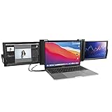 VNFWLDM Triple Portable Monitor Laptop-Bildschirm-Extender-Dual-10,1-Zoll-Anzeige, Tragbarer Monitor Für Laptops, 1080P-Lautsprecher-Monitor Für Switch / PS5 Kompatibel Mit E