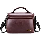 DomISO Kameratasche für Spiegelreflexkamera, Schultertasche, Handtasche, Weinfarb