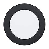 EGLO LED Einbaustrahler Fueva 5, Ø 11,7 cm, LED Spot aus Stahl und einer Kunststoff Leuchtfläche, LED Einbauleuchte in Schwarz, Weiß, Einbaustrahler LED flach, geringe Einbautiefe 26 mm, warmweiß
