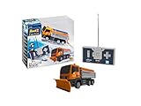 Revell Control 23487 Mini RC Car Man Winterdienst Räumfahrzeug LKW mit Schneepflug, mit Akku und 27 MHz Fernbedienung mit Ladefunktion Man ferngesteuertes Auto, Orang