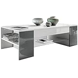 Couchtisch Beistelltisch Wohnzimmertisch Clip in Weiß mit Blenden in Grau Hochg