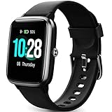 Smart Watch Fitness Tracker Fitness Armband mit herzfrequenz,SmartWatch IP68 Wasserdicht Fitness Uhr Voller Touchscreen mit Musiksteuerfunktion Schlafmonitor Uhren für Damen Herren Kinder (All-Black)