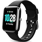 Smart Watch Fitness Tracker Fitness Armband mit herzfrequenz,SmartWatch IP68 Wasserdicht Fitness Uhr Voller Touchscreen mit Musiksteuerfunktion Schlafmonitor Uhren für Damen Herren Kinder (All-Black)