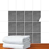 Fliesenaufkleber 15x20 cm für Fliesen in Bad, Küche & Badezimmer - Fliesenspiegel selbstklebend aus Folie - Beton, Klebefliesen:5 Stück