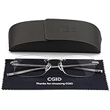 CGID Lesebrille Lesehilfe rahmenlose aus Aluminium - Magnesium - legierung rechteckig mit Etui Dioptrien von +1,00 bis +3,0 dpt. wählbar,+2.5