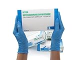 Nitrilhandschuhe 100 Stück Box (L, Blau) Einweghandschuhe, Einmalhandschuhe, Untersuchungshandschuhe, Nitril Handschuhe, puderfrei, ohne Latex, unsteril, latexfrei, disposible gloves, blue, Larg