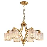 Modern Gold Kristall Kronleuchter,E27 Pendellampe Semi-flush Mount Deckenlampe Retro Leuchten Pendelleuchte Für Esszimmer Wohnzimmer Küche Insel Schlafzimmer-Golden 6