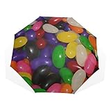 Travel Beach Umbrella Jelly Beans Süßigkeiten Zucker Süßigkeiten Grün Lila Rot Winddichte Regen Regenschirm Reg