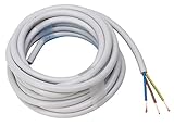 Kopp Meter Schlauch-Leitung 3 adrig, H05 VV-F 3 G 1,5 mm² (5 m) für Flexible Verlegung, 300V/500V, Strom-Kabel für mittlere Beanspruchung, grau, 158405845