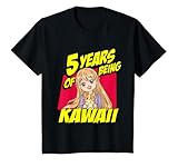 Kinder 5. Geburtstag Anime Girl 5 Year Of Being Kawaii Corgi Dog T-S