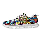 AXGM Laufschuhe Turnschuhe Straßenlaufschuhe Sneaker Bunter Glas lampen licht Bunte mehrfarbige Lichter 3D Effekt Druck Sommer Mode Herren Damen Sportschuhe C071 EU 44