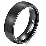 Ring Damen Herren Schwarz Titan Eheringe Partnerringe Trauringe Verlobungsringe Gebürsteter Komfort Fit 6mm 8mm (Schwarz-6mm, 58 (18.5) )