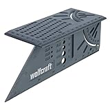 wolfcraft I 3D-Gehrungswinkel I 5208000 I zum Bearbeiten von dreidimensionalen Werkstücken I Anschläge für 45°- und 90°-Winkel I einsetzbar als Streichmaß für parallele L
