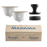 Madama – nachfüllbare Dolce Gusto-Kaffeekapseln, wiederverwendbar und kompatibel. Edelstahl und lebensmitteltaugliches Silikon. Zu 100 % in Italien hergestellt. Packung mit 2 Kaffeep