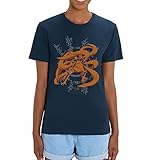 Cup of Tees Naruto: Kyubi Battle Stance Graphic Print Damen T-Shirt, navy, M