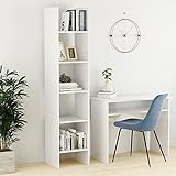 Bücherregal Morden Bücherschrank Display Regal & Raumteiler, dekoratives Aufbewahrungsregal für Wohnzimmer Bücherregal Hochglanz-Weiß 40x35x180 cm Spanp