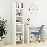 Bücherregal Morden Bücherschrank Display Regal & Raumteiler, dekoratives Aufbewahrungsregal für Wohnzimmer Bücherregal Hochglanz-Weiß 40x35x180 cm Spanp