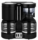 Krups KM8508 Doppel-Kaffeeautomat Duothek Plus | Kombiautomat | Kaffee und Tee | 2 x 10 Tassen | 2 unabhängige Brühsysteme | Schw