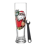 Ritzenhoff & Breker PAUL X-MAS Weizenbierglas 0,5 Liter mit Flaschenöffner | Weihnachts-Motiv Nik