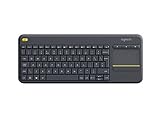 Logitech K400 Plus Kabellose Touch-TV-Tastatur mit integriertem Touchpad, Englishes QWERTY-Layout - Schw