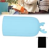 BOLORAMO Silikon-Wärmflaschen-Tasche, weich und langlebig, süße Wärme-Tasche Outdoor-Isolierung für ca. 3 Stunden 500 ml für Freunde und Familie (Blau)