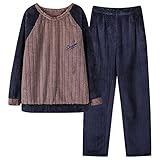 TTCI-RR Schlafanzug Winter dicke warme Männer Samt-Pyjamas-Set-Langarm-Rundhals-beiläufige lose Soft Plus-Größe 3xl. Männliche Homewear-Kleidung. Pyjama (Color : A, Size : L)