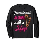 Never Underestimate A Girl Harp Player Harpist Geschenk für Frauen Lang