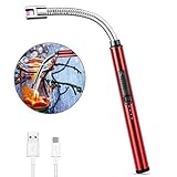 MOSUO Lichtbogen Feuerzeug, Aufladbar USB Elektronisches Feuerzeug Stabfeuerzeug Kerzenanzünder Winddichtes Flammenlose Grillfeuerzeug Lighter für Kerzen Anzünden, Gasherd, Küche, R