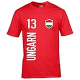 FanShirts4u Kinder Fanshirt Trikot Jersey UNGARN Hungary T-Shirt inkl. Druck Wunschname u. Wunschnummer EM WM (7/8 Jahre 122-128 cm, UNGARN/Rot)