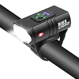 SOBW Fahradlichset，Led Fahrradbeleuchtung T6 Led Fahrradleuchte 10w 800lm 6 Modi USB Wiederaufladbare Power Display MTB Mountain Rennrad Fahrrad Frontlampe RadiergeräT