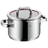 WMF Function 4 Kochtopf groß 20cm, Fleischtopf Induktion 3,4l, Glasdeckel, Cromargan Edelstahl poliert, 4 Abgießfunktionen, Innenskalierung,